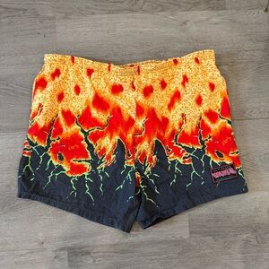 Members Only Vintage Men’s Swim Trunks Neon Lava Patten Size XL 100% Cotton 80s